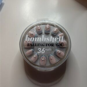 Falling For You Press-On Nails - Pink and Silver